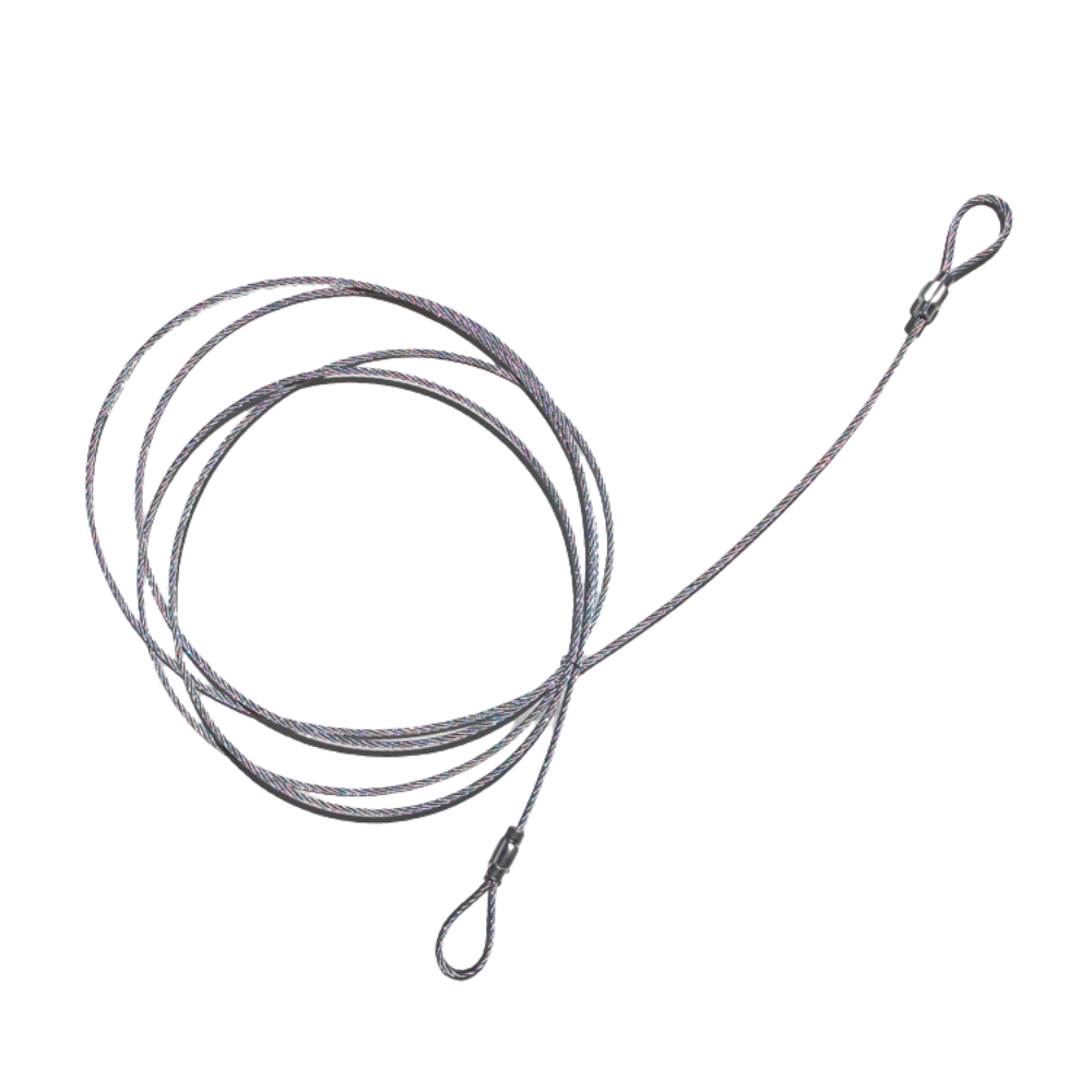 Metal photo cable on a transparent background.