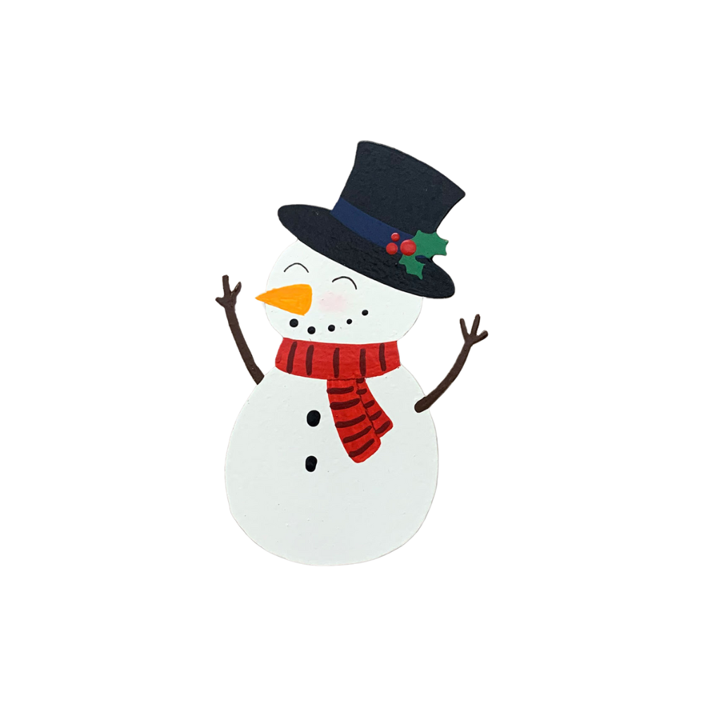 Cheery snowman magnet on a trandsparent background