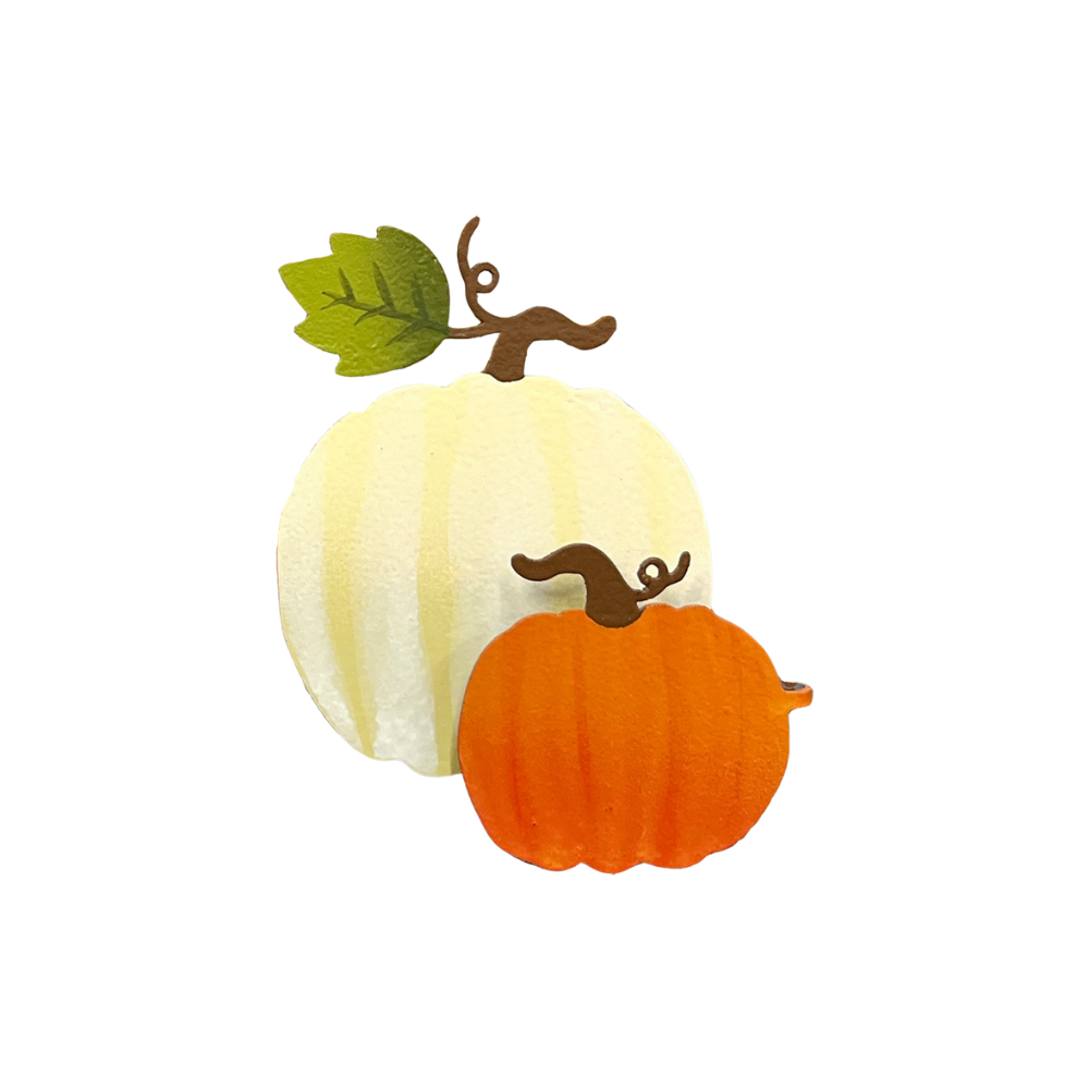 White and orange pumpkin magnets on a transparent background.