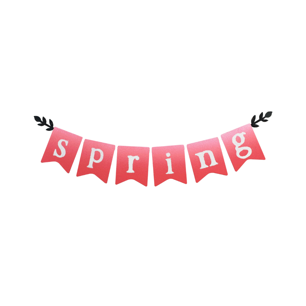 Pink "Spring" banner on transparent background