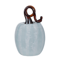 White Oval Pumpkin with a brown metallic stem on a transparent background